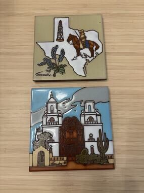 Vintage Hand Painted Ceramic Art Tile Trivet by Teissedre Designs